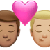 👨🏽‍❤️‍💋‍👨🏼 kiss: man, man, medium skin tone, medium-light skin tone display on Apple